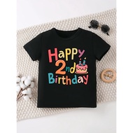 custom name happy 2nd&3rd birthday cake printed t shirt girls boys kawaii kids clothes the best birt