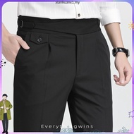 VENGOZ - Men's Formal Pants Classic Buckle Gurkha Pants Grey