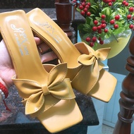 Guốc Cao Gót Quay Thắt Nơ Chiếc Lá G14