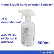 QUARZ Hand & Multi Surface Water Sanitizer Spray 500ml (75% Alcohol) READY STOCK