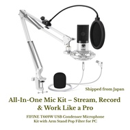 FIFINE T669W USB Condenser Microphone Kit with Arm Stand Pop Filter for PC from Japan