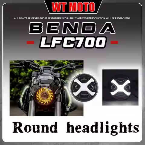 For BEMDA LFC 700 Retro Headlight X-Shaped Round Light Waterproof and Dustproof High Brightness Moto