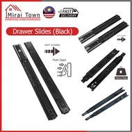 MIRAI 2pc/Set Soft Closing Drawer Slide Full Extension Push Open Heavy Duty Black Slides