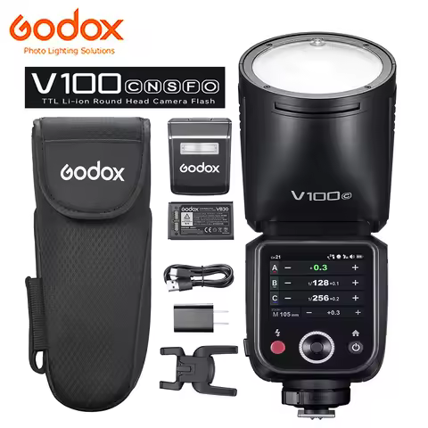 Godox V100 C/N/S/F/O 100Ws TTL Li-ion Round Head Camera Flash 2.4G Wireless HSS Speedlite for Canon 
