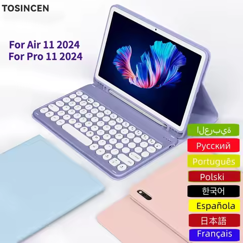 Round Keyboard Mouse Set for IPad Air 11 Pro 11 2024 M4,Bluetooth Keyboard for IPad 10th Air4 5 10.9