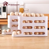 HYK Refrigerator Egg Rack, 4 Tier Rolling Design, Holds 30 Eggs, Space Saving Storage Solution