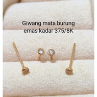 MATA Gold bird's eye stud earrings, a pair of 0.15g, 8K grade (+silicone panties)
