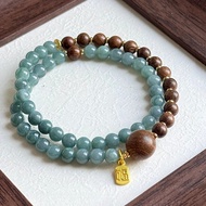 Blue Jade Sandalwood Bracelet | New Chinese Style6mm Single Bead Loop/Multi-circle Women's Bracelet 