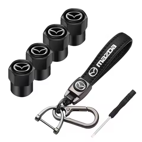 Tire Valve Stem Caps Leather Keyring Kit for Mazda CX-5 2 3 6 5 CX-8 CX-7 CX-4 CX-3 GJ BM BL Anti-Du