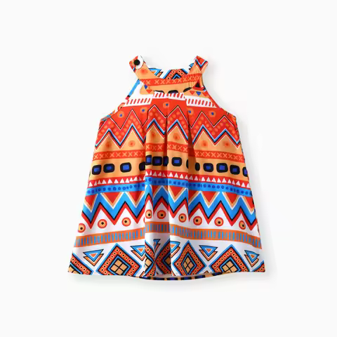 PatPat Toddler Girl Exotic Boho Sleeveless Halter Dress