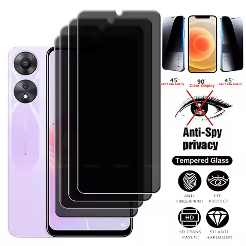4Pcs For OPPO A58 5G Glass OPPO A58 5G A 58 Tempered Glass Protective HD 9H Privacy Anti-Spy Glue Sc