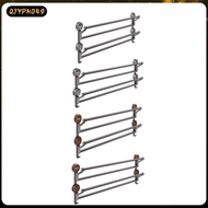 [qjypno49] Towel Rack  Shelf Double Bar Towel Holder Wall Mounted Metal PP Foldable Shoe Rack Storag