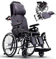 Lightweight for home use Wheelchair High-back Manual Self-propelled Foldable with Comfortable Cushions Double Brake Anti-overturning Setting Disabled/Elderly Trolley Scooter