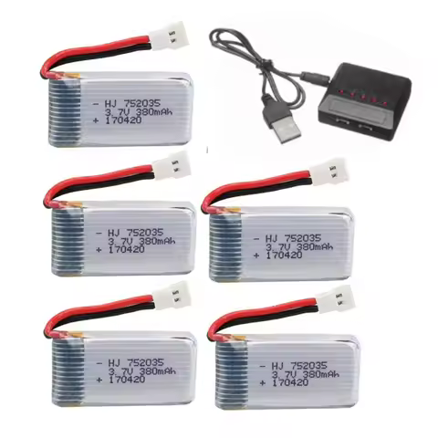 3.7V 380mAh Lipo Battery and Charger For Hubsan X4 H107 H107L H107D JD385 JD388 RC Drone Parts 75203