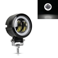 Motorcycle Round LED Driving Light With Angel Eye Ring Headlight Fog Lamp Waterproof For ATV UTV Jee