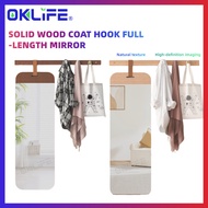 [OKLIFE. ]Log full-length mirror Full-Length Mirror  Home Dressing Mirror Solid wood coat hook full-