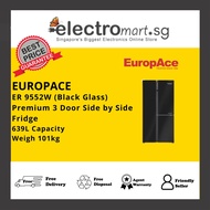 EuropAce ER 9552W 3-Door Side By Side Black Glass