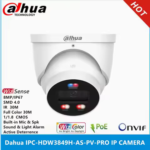 Dahua IPC-HDW3849H-AS-PV-PRO 8MP POE Built-in Mic & SPK Smart Dual Illumination SMD 4.0 Active Deter