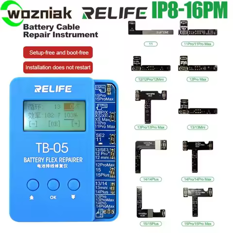 RELIFE TB-05 Battery Programmer Repair for iPhone 8-16prmax Error Health Warnning Data Warnning Cycl