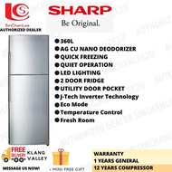 [FREE DELIVERY KLANG VALLEY] SHARP 360L 2 DOOR REFRIGERATOR SJ366MSS INVERTER FRIDGE PETI SEJUK PETI