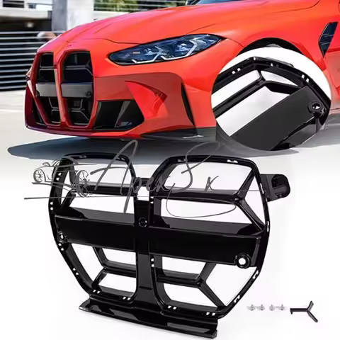 For 20-24 BMW M3 M4 G80 G82 CS models Gloss Black Center Mesh Replacement Gloss Black Carbon Front G
