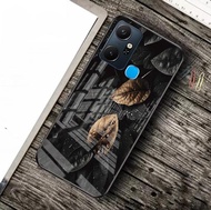 Softcase Glass Kaca  Infinix Smart 6 Plus [M349] Leaf Black - Casing HP - kesing HP Infinix Smart 6 
