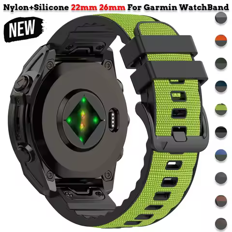 22 26mm Nylon+Silicone Strap for Garmin Epix Pro/fenix 8 7 7X Pro QuickFit Sports Band Forerunner 97