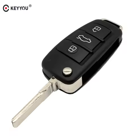 KEYYOU 3 Buttons Flip Car Key Remote Folding Key Cover Shell Fob Case Key For Audi A2 A3 A4 A6 A6L A
