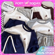 READY STOCK Orangutan King Kids Set Boys Embroidery Short Sleeved Tshirt Girls Shorts Kids Fashion S