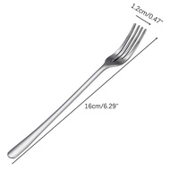 WSG Stainless Steel Dinner Fork Long Handle Table Forks Set Korean Cutlery Four Tine Salad Dessert Fruit Forks Kitchen