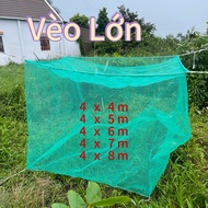 Fish farming net, large fish farming net 4m x 4m to 4 x 8m, 4mm mesh size => With Lid