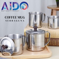 Aido Mug Cup Stainless Coffee Tea Lid Souvenir kopitiam Glass + Lid 2012 V10 V12