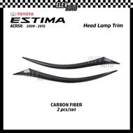 Toyota Estima ACR50 2009 - 2015 Head Lamp Headlamp Eyelid Trim Carbon Chrome Black Garnish Accessori