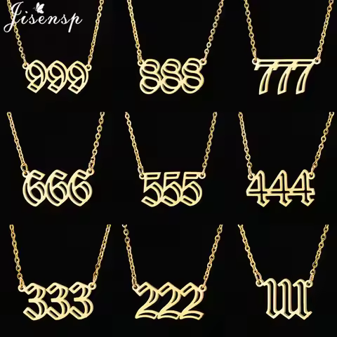Stainless Steel Lucky Numbers 111 222 333 444 555 666 777 888 999 Angel Number Pendant Necklace for 