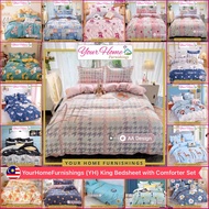 YH King Bedsheet with Comforter Set 1000TC Thick-type Comforter + Fitted Bedsheet