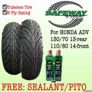 SAFEWAY TUBELESS TIRE for HONDA ADV FRONT AND REAR TUBELESS 8Ply Ratings With Sealant and Pito