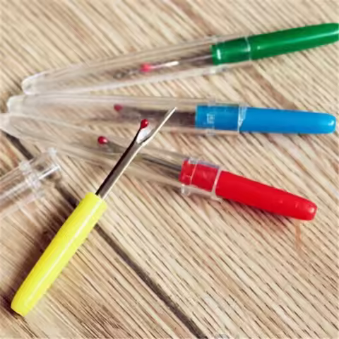 (1 Pack) = 4Pcs Plastic Handle Craft Thread Cutter Seam Ripper Sewing Tool