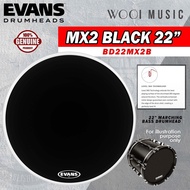 Evans BD22MX2B MX2 Black Marching Bass Drumhead (Batter) 22'' - Made In USA