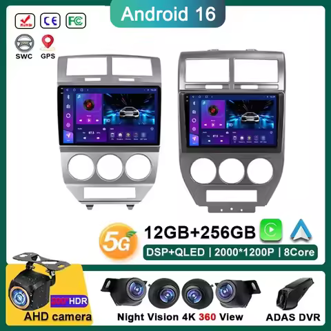 Android 16 Radio For Dodge Caliber Jeep Compass 1 MK Patriot 2006 - 2010 Multimedia Player Stereo He