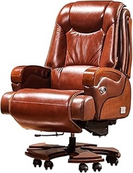 Ergonomic Office Chair, Business Boss Chair Cowhide Managerial Executive Chairs with Electric Footrest, Adjustable Liftable Swivel Computer Chairs Recliner (Color : Brown) lofty ambition