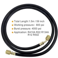 R410A AC Refrigerant Charging Hose 59" with 1/4"SAE Female Flare for R410A R22 R134A R12 R502 Air Co