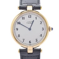 Cartier Must VLC (Vendome) LM W1001754 女士腕錶 GP/皮革 手錶 石英 銀 錶盤