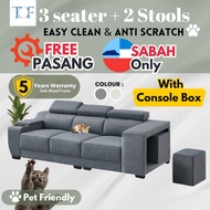 Sabah Sofa 7.5ft 3 Seater Sofa Premium Sofa With Stools Pet Friendly Sofa With Console Box Anti Scra