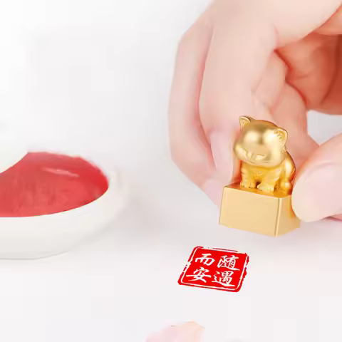 Customize Cat Shape Name Stamps With Inkpad For Calligraphy Painting Copper Metal Square Stamp Chine