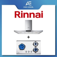 RINNAI RH-C249-SSR 90CM CHIMNEY HOOD + RINNAI RB-73TS 3 BURNER HYPER FLAME STAINLESS STEEL BUILT-IN HOB