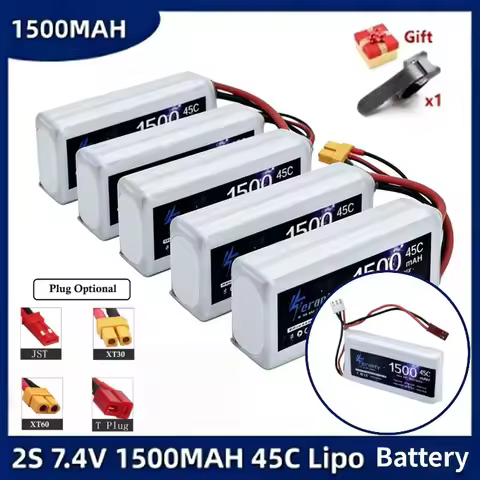 High Performance 7.4V 2S Lipo Battery 1500mAh 45C for Syma S107 S107G S107H Series & WLtoys V911 V91