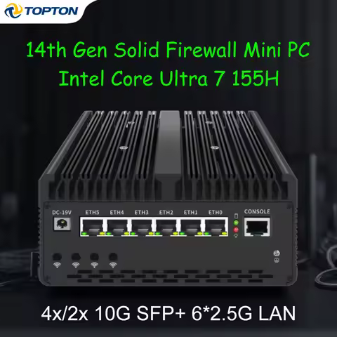 14th Gen Intel Ultra 9 185/7 155H Firewall Mini PC, 4x/2x 10G SFP+, 6x 2.5G LAN, Thunderbolt 4, Prox