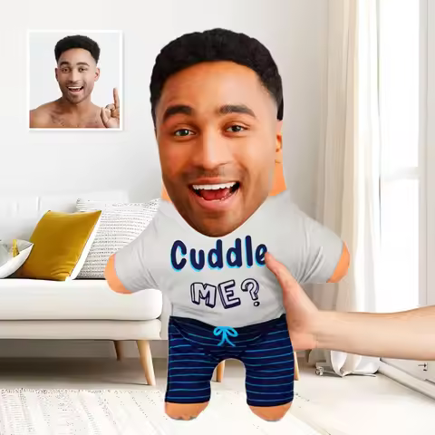 Drawelry Personalized 3D Photo Pillow Cuddle Me Custom Face Cushion Birthday Gift for Boyfriend Girl