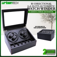 4 Slots Automatic Watch Winder Bi-directional Rotation Watch Box with 6 Additional Watch Display