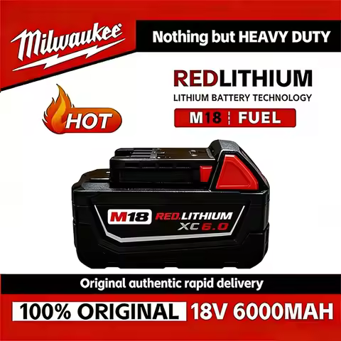 &Original M18 Milwaukee Battery 6000mAh M18B6 M18B5 Suitable for Milwaukee Power Tools Rechargeable 
